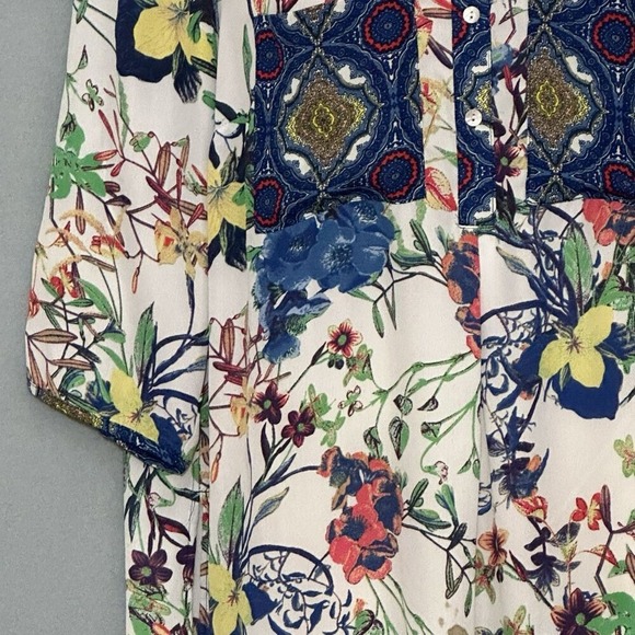 Fig and Flower Women Top Plus 2X Floral Tunic Patch Pockets Retro Classic Casual - Picture 4 of 16